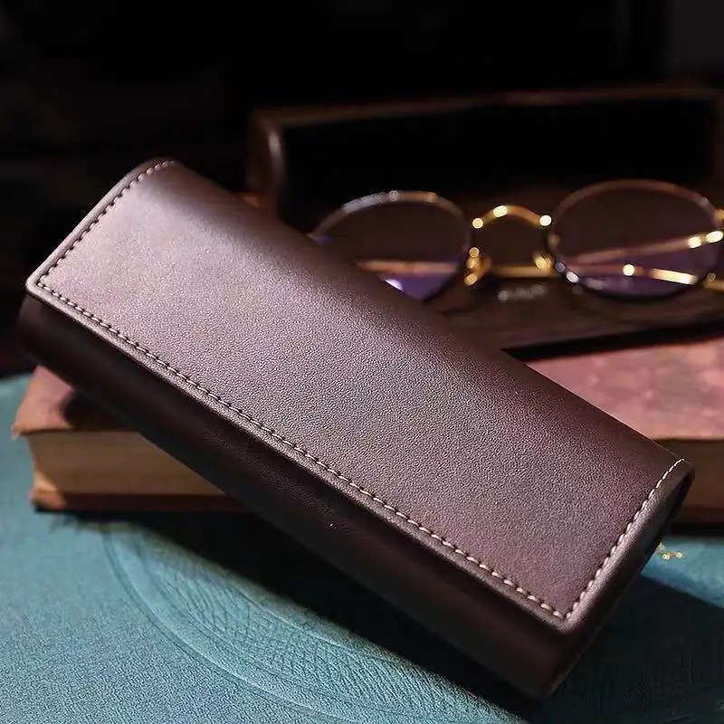 Unisex PU Leather Eyeglasses Case Stylish, Durable, Protective, & Compact BROWN
