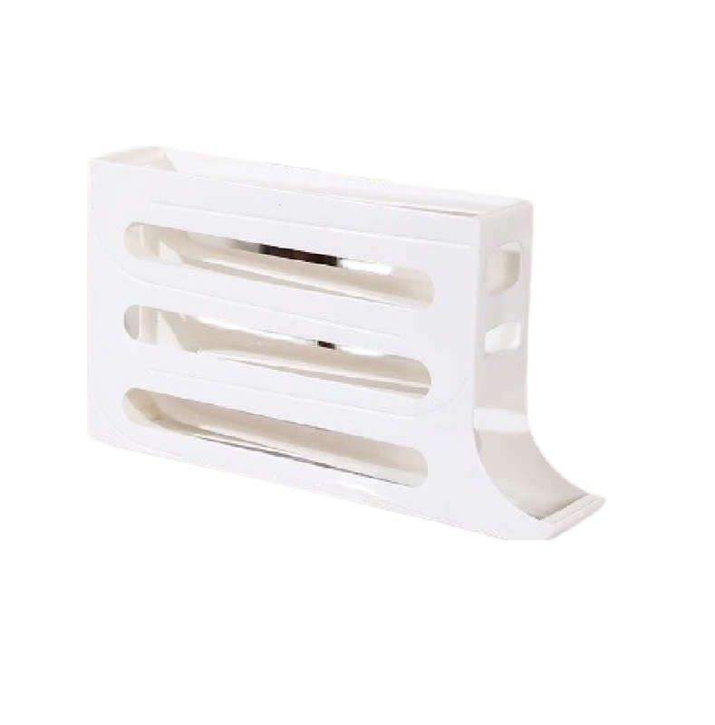 Automatic Rolling Egg Holder Storage Rack Large Capacity, Space-Saving - White
