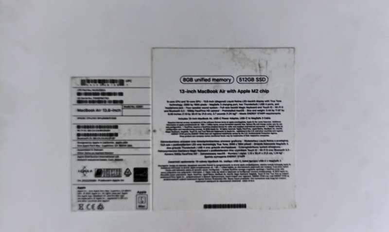 Apple Macbook Air M2, 8GB, 512GB, new.