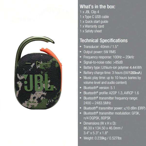 JBL - Clip4 - Portable Wireless Bluetooth Speaker - Camo