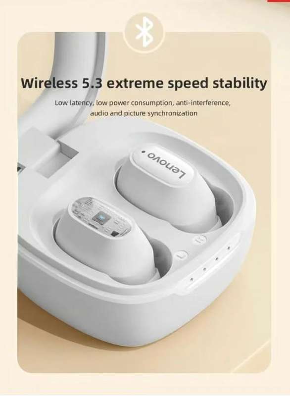 LENOVO - XT62 - Wireless Low Latency Earbuds With Touch Control - White