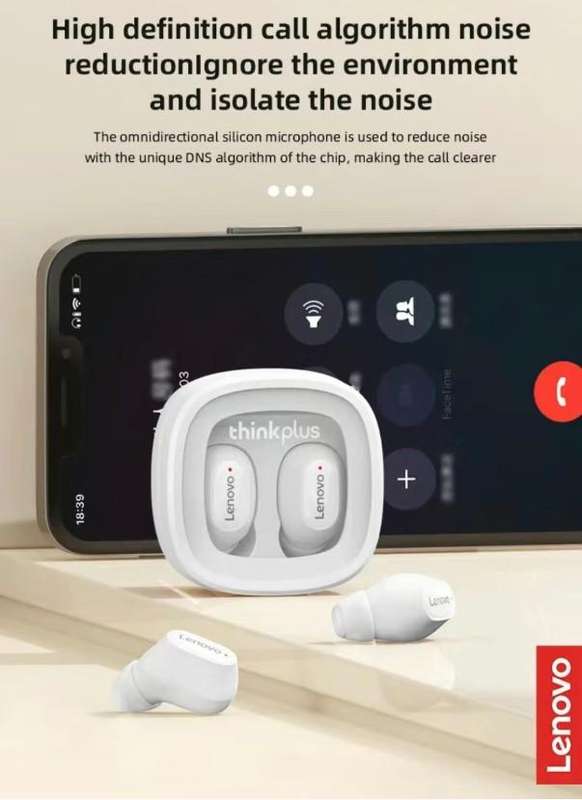 LENOVO - XT62 - Wireless Low Latency Earbuds With Touch Control - White