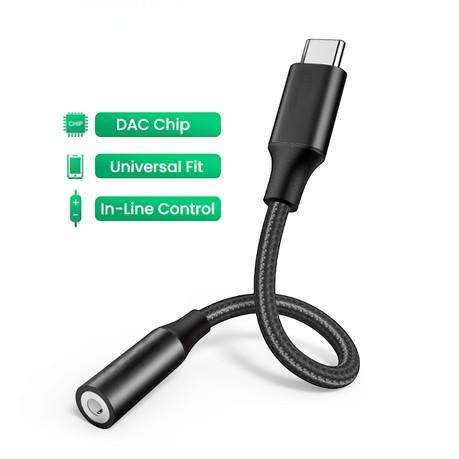 UGREEN - AV161 - Braided Type-C Male to 3.5mm Female Cable - Black