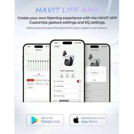 HAVIT - TW980 - Waterproof Open Ear Clip Earbuds With Dual Mic ENC - Black