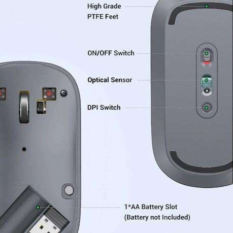 UGREEN - Wireless Mouse With Adjustable DPI Settings - Silver