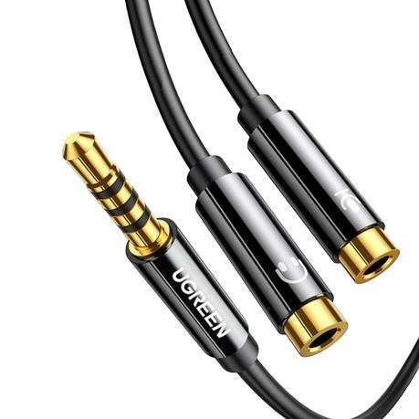 UGREEN - AV141 - 3.5mm Male To 2 Female Audio Y-Splitter Cable - Black