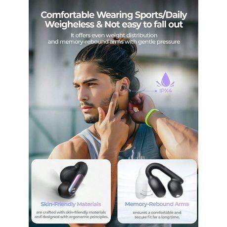 HAVIT - TW980 - Waterproof Open Ear Clip Earbuds With Dual Mic ENC - Black