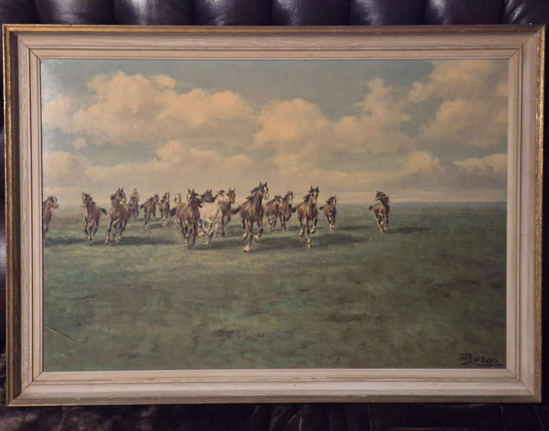The rebel herd print by Mario Bordi  (Italian, born 1896). Framed large print