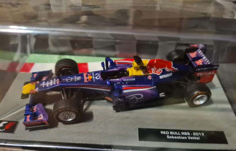 Scale model of the Red Bull RB9, a Formula One car driven by Sebastian Vettel.