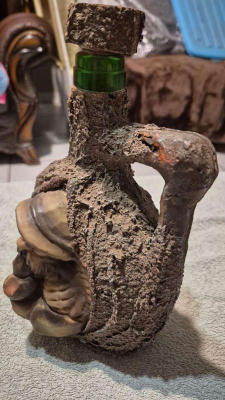 Old tree bark decanter carved wood