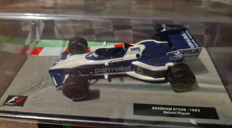 1:43 Scale model of the 1983 Brabham BT52B F1 car, driven by Nelson Piquet.