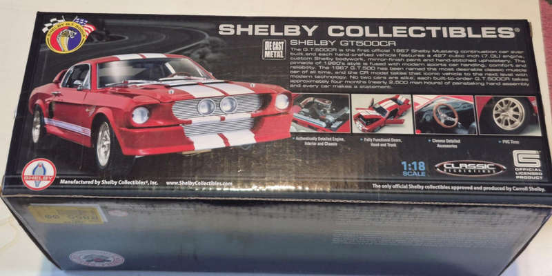 Diecast model of a 1967 Shelby GT500CR Mustang.