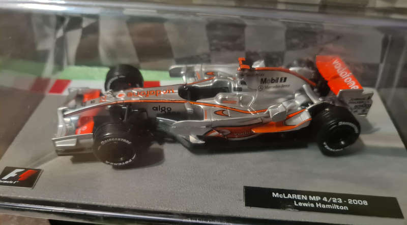 Model of the McLaren MP4/23, F1 car driven by Lewis Hamilton in 2008.