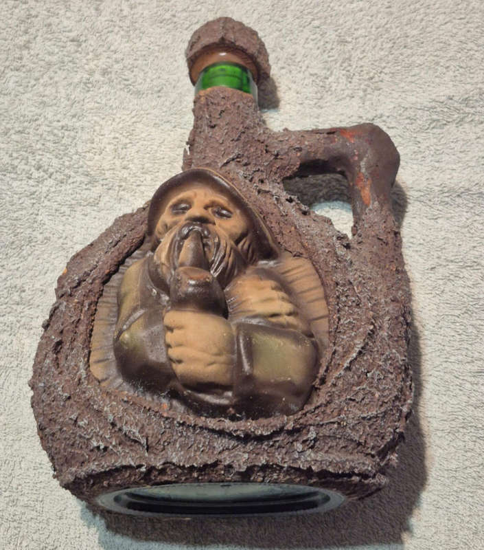 Old tree bark decanter carved wood