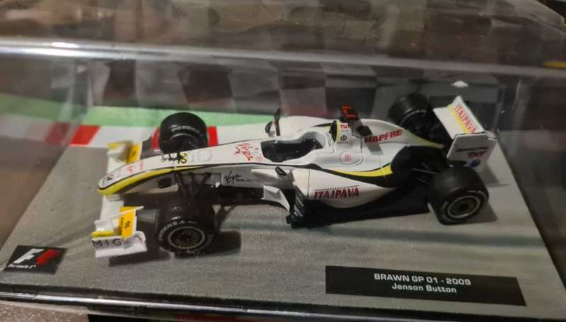 1:43 scale model of the Brawn GP 01, driven by Jenson Button during the 2009 Formula One season