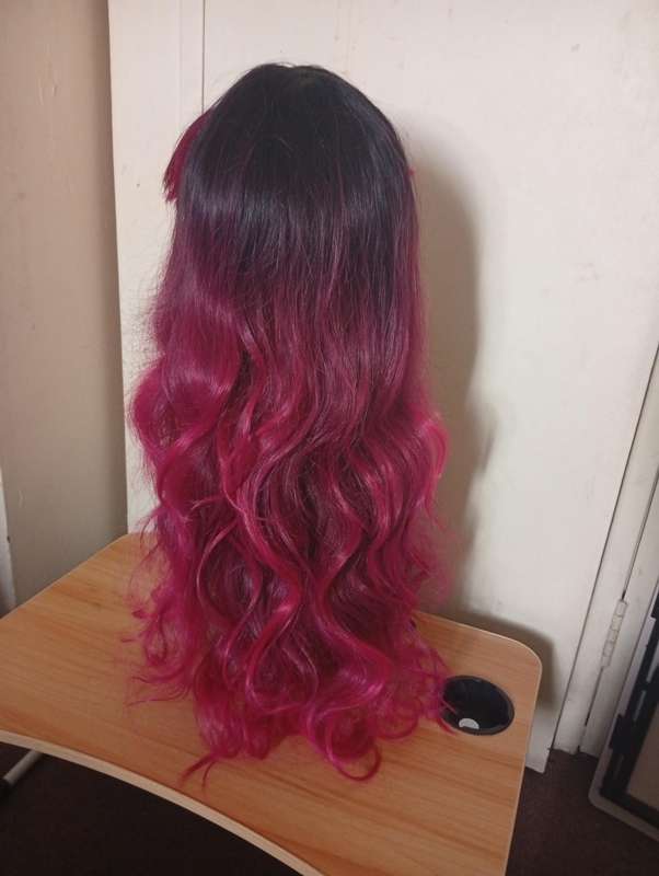 55-60cm Black and Plum Brand New Wig