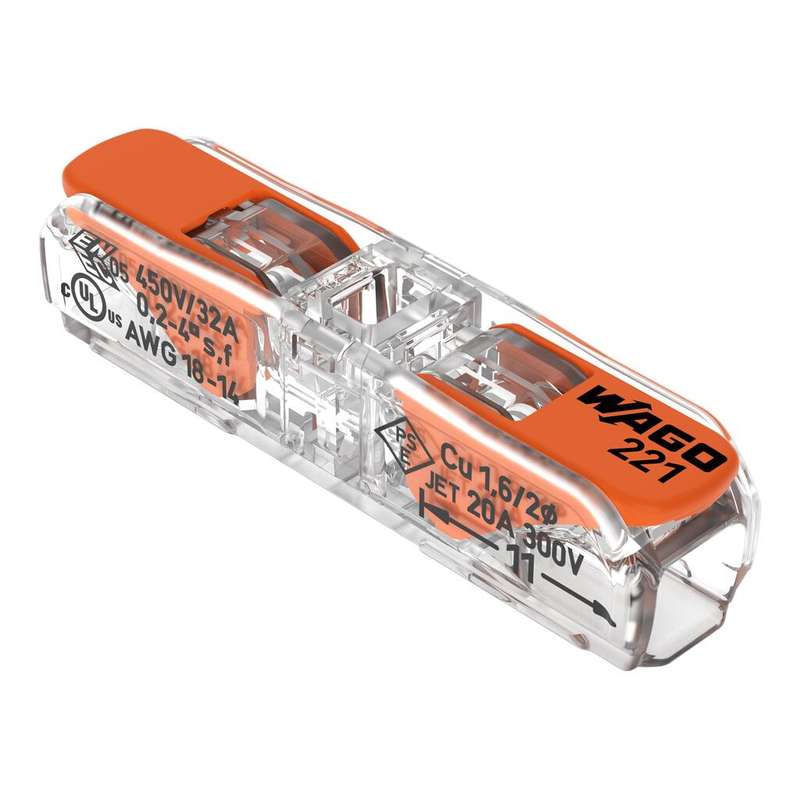 WAGO Compact In-Line Splicing Connector with levers (2-Way, All conductor types, Box Qty: 60 Piece)