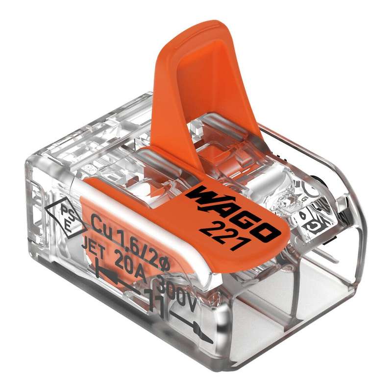 WAGO Compact Splicing Connector with levers (2-Way, All conductor types, Box Qty: 100 Piece)