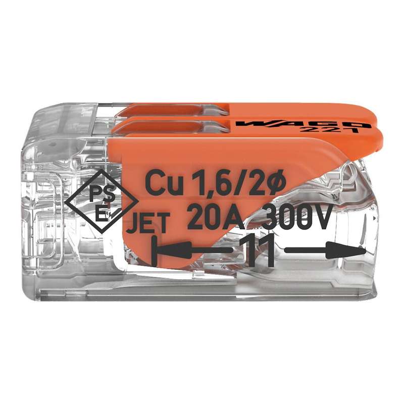 WAGO Compact Splicing Connector with levers (2-Way, All conductor types, Box Qty: 100 Piece)