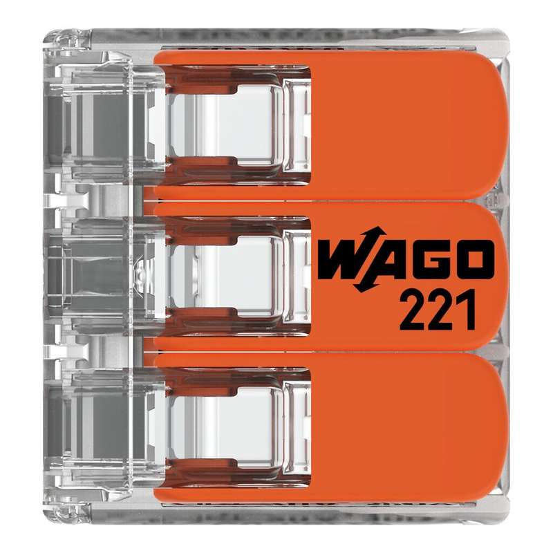 WAGO Compact Splicing Connector with levers (3-Way, All conductor types, Box Qty: 50 Piece)