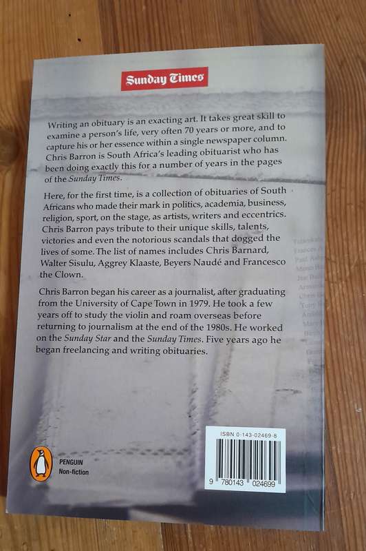 Chris Barron - Collected South African Obituaries