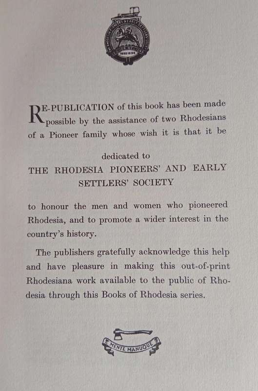 Rhodesian Reprint Library - set of 3 books