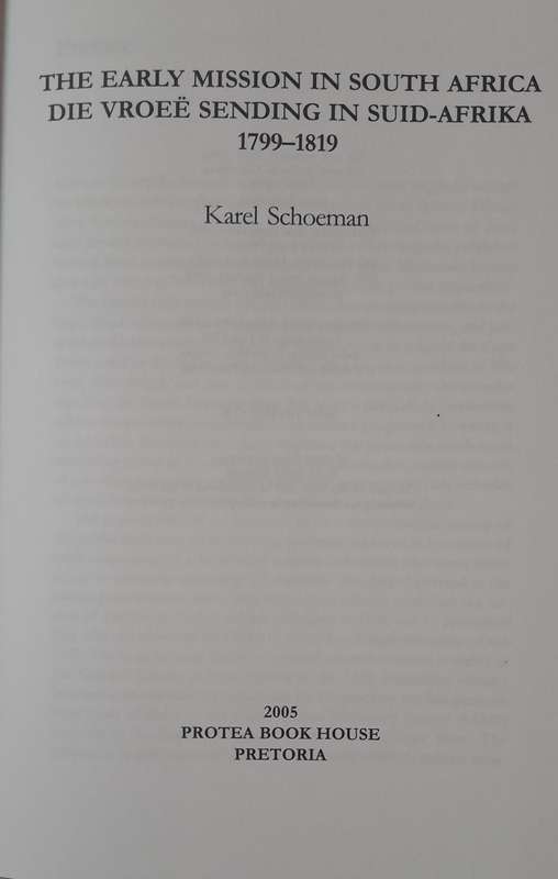 The early mission in South Africa by Karel Schoeman