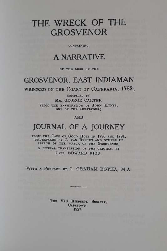 HiPSA Reprint Series - The wreck of the Grosvenor - First Series, no. 8