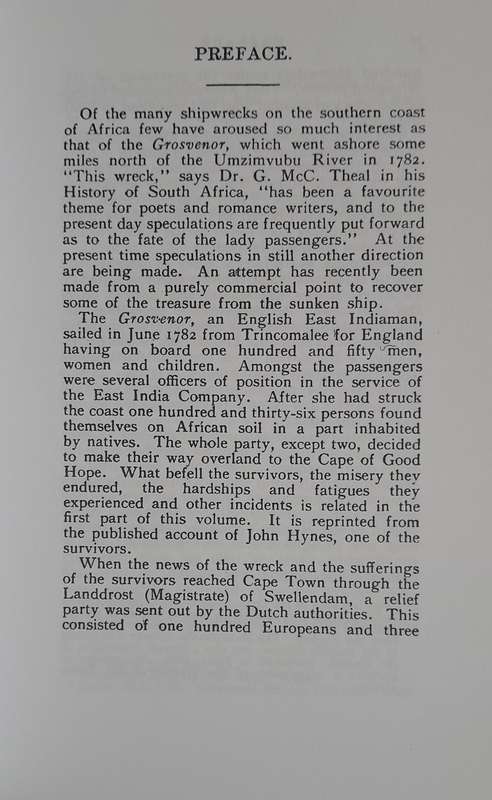 HiPSA Reprint Series - The wreck of the Grosvenor - First Series, no. 8