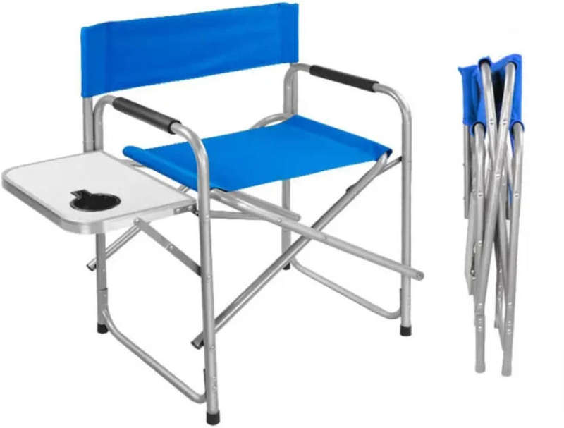Aluminium Folding Director's Chair  Integrated Side Table, Cup Holder, Lightweight & Portable
