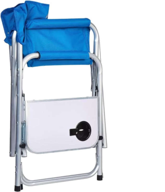 Aluminium Folding Director's Chair  Integrated Side Table, Cup Holder, Lightweight & Portable