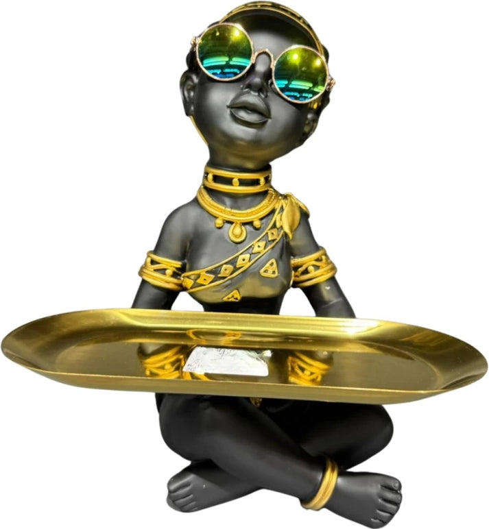  Decorative Showpiece - 52 cm  (Marble, Black, Gold)
