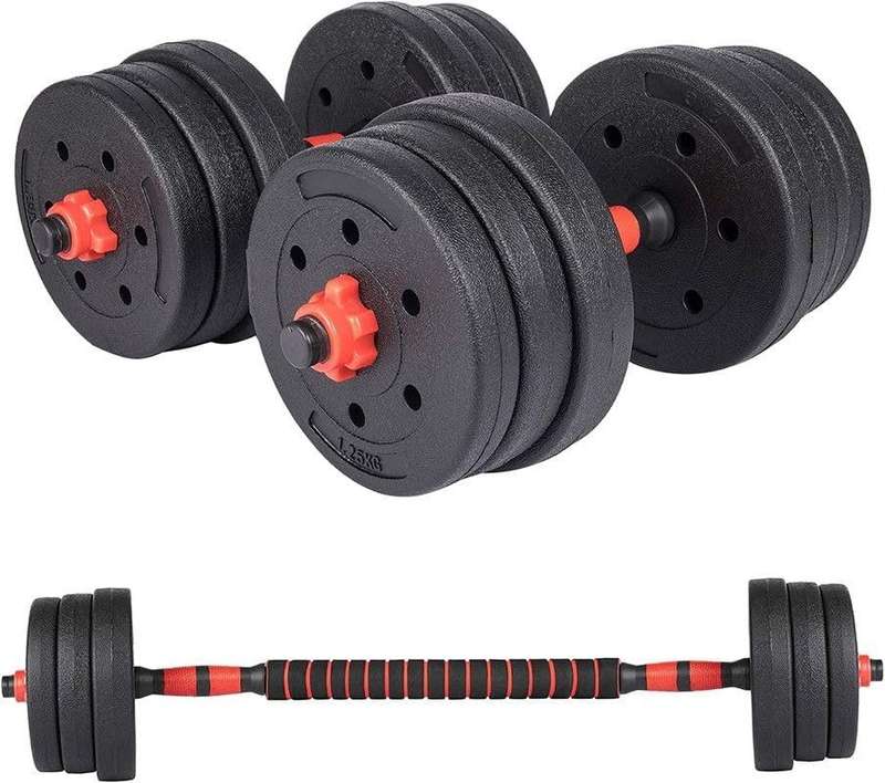 Adjustable Rubber Barbell and Dumbbell Weight Set - 30kg