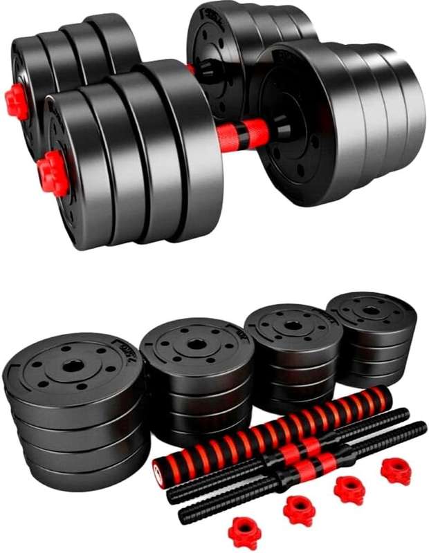 Adjustable Rubber Barbell and Dumbbell Weight Set - 30kg