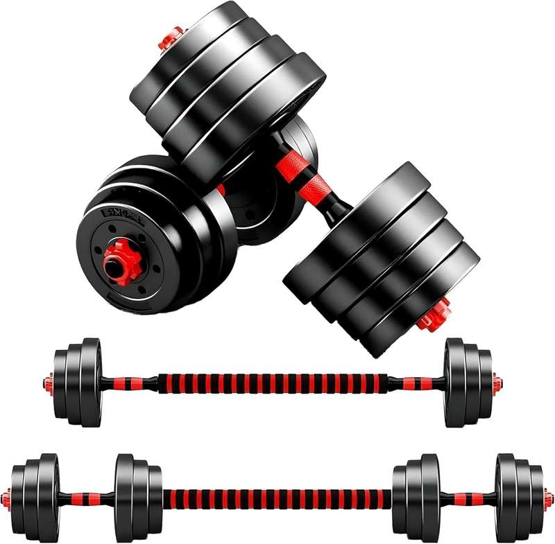 Adjustable Rubber Barbell and Dumbbell Weight Set - 30kg