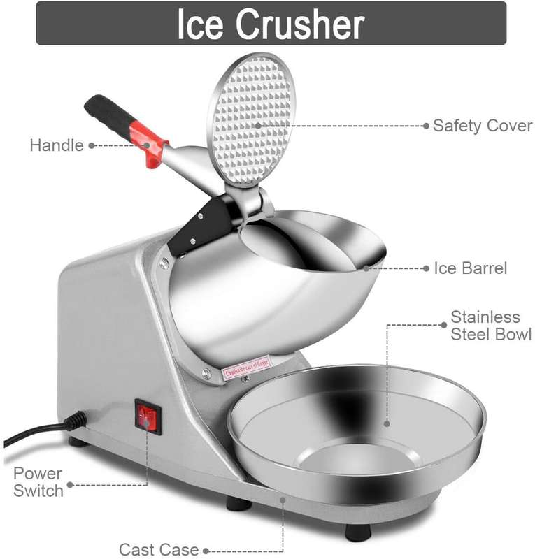 Electric Ice Crusher,110V Electric Ice Machine with Dual Blades,Bowl and Cover 300W Electric