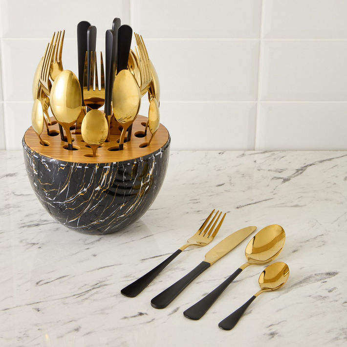 Cutlery Set with Egg Shaped Holder -24pcs