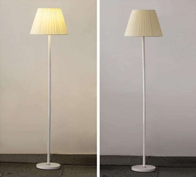 Dimmable LED Floor Lamp with Remote Control  3 Colour Temperatures, Fabric Lampshade & Stable Iron