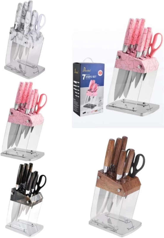 F35-3-2 Mixed Color Knife Set Steel Knife Kitchen Tool Set  (Pack of 7)