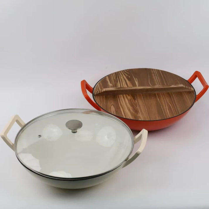Cast iron pan set of 2 with lid