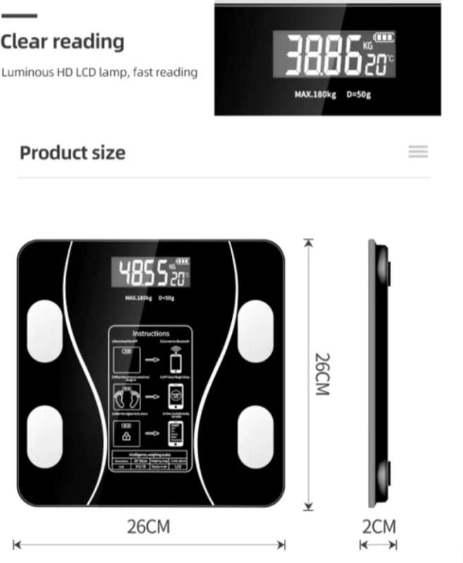 Digital Smart Bluetooth Body Weight & BMI Scale Digital Bathroom Weighing Scale  (Black)