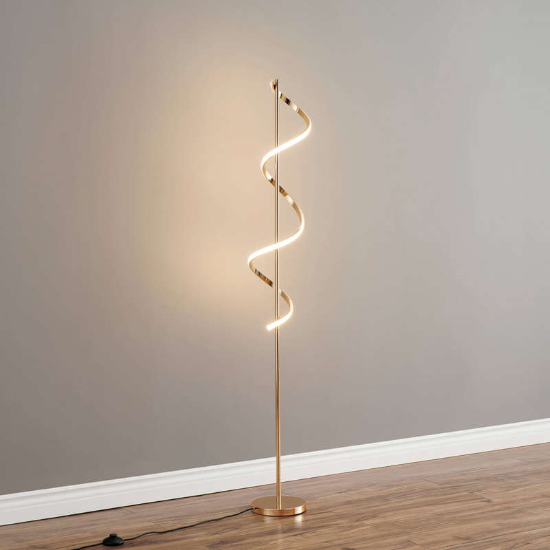 gold spiral LED floor lamp