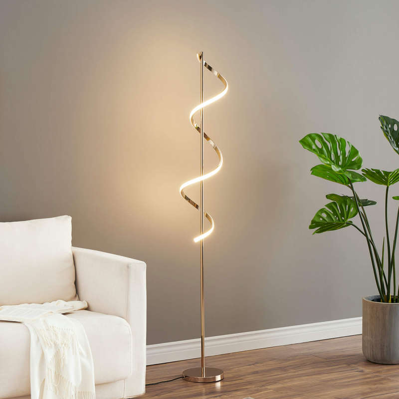 gold spiral LED floor lamp