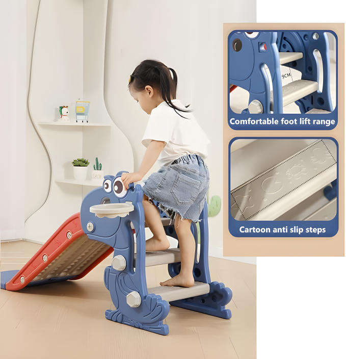 Children Slide with Bear Face Foldable Toddler Slide