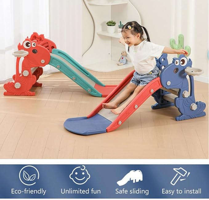 Children Slide with Bear Face Foldable Toddler Slide