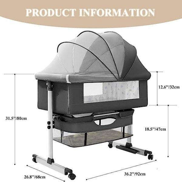 3 In 1 Bedside Baby Bassinet Sleeper Crib With Bed Nets