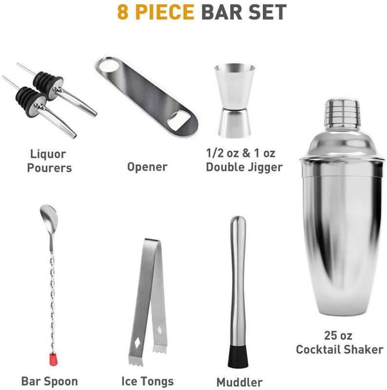 Silver Cocktail Shaker Tool Set 750