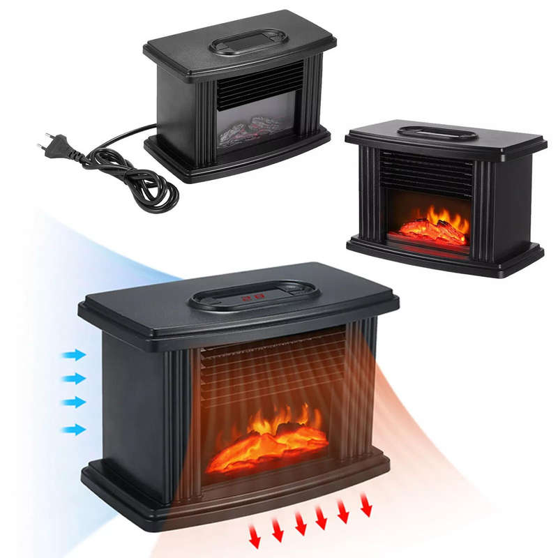 Electric Fireplace Heater With Adjustable Flame and Remote Control