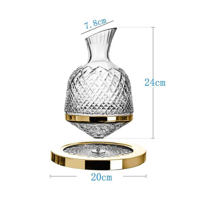 Luxury 1500ML Crystal Glass 360 Rotating Tumbler Wine Decanter-Golden