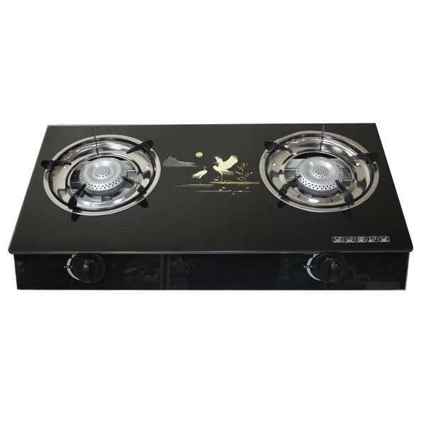 Tempered gass stove with two burners